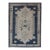 Blue and Cream Medallion Vintage Turkish Hand Knotted Oushak Rug With Tribal Geometric Design For Sale