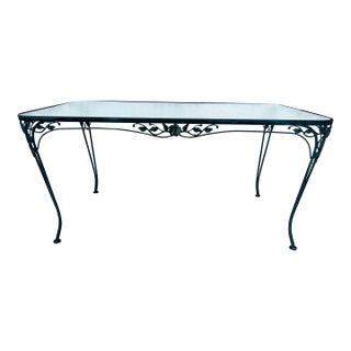 Vintage Chantilly Rose Wrought Iron Patio Table by Russell Woodard, Attributed For Sale