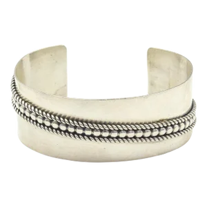 Native American Navajo Sterling Silver Cuff Bracelet by Tom Hawk