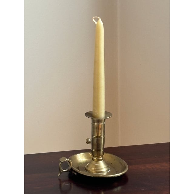Mid-19th Century Handcrafted Brass Push-Up Chamberstick For Sale - Image 4 of 12