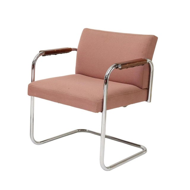 Vintage Mid-Century Cantilever Chromed Steel Armchairs in the Style of Bauhaus Mies Van Der Rohe, Set of Four For Sale In Denver - Image 6 of 15