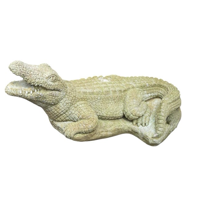 Mid-Century Modern Mid-Century Modern Cast Stone Alligator Garden Statue & Fountain Spouter For Sale - Image 3 of 10