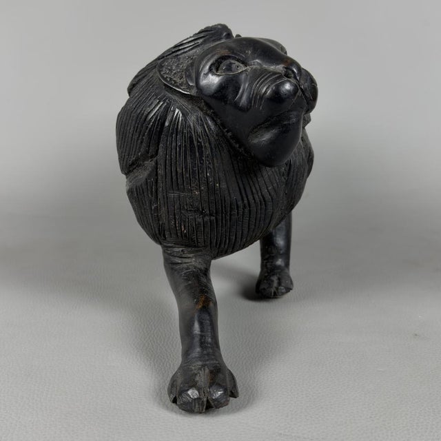 Vintage Modernist Ebonized Wood Lion, 1960s For Sale - Image 3 of 15