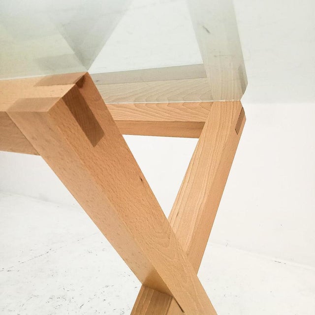 Wooden Dining Table with Glass Top For Sale - Image 11 of 18