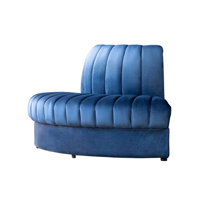 Matthew Izzo Home Estelle Navy Blue Velvet Modular Seating Banquet For Sale - Image 4 of 6