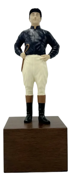 Vintage Equestrian Navy Blue Jockey Bookend Statue 13"h