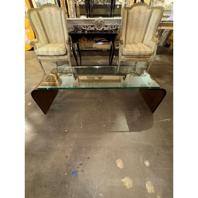 Mid 20th Century Modern Italian Glass and Walnut Coffee Table For Sale - Image 10 of 10