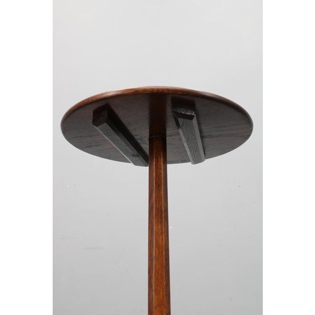 Art Deco Oak Pedestal Table with Glass Top, Former Czechoslovakia, 1930s For Sale - Image 6 of 9