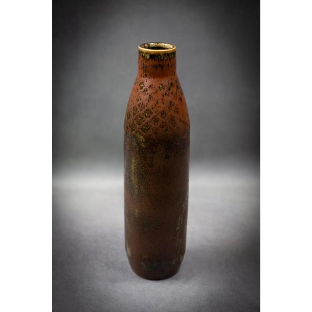 1960s Bottle Vase in Mottled Brown Glazed Stoneware by Carl-Harry Stålhane for Rörstrand, Sweden, 1960 For Sale - Image 5 of 16