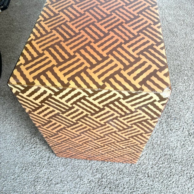 Vintage Retro Plastic Laminate Over Paper and Wood Console Table For Sale - Image 9 of 12