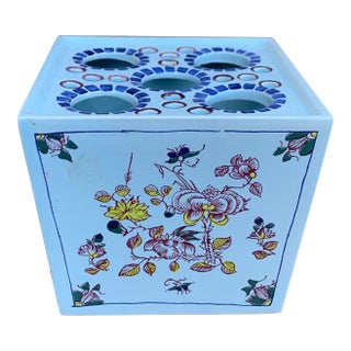 Mid-20th Century Dutch Delft Chinoiserie Porcelain Flower Frog Tulipiere For Sale