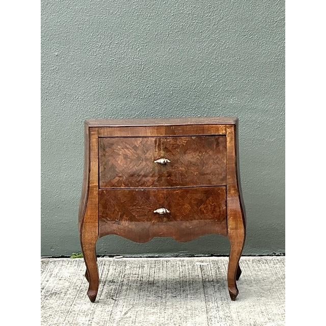 Vintage Italian Trellis Burl Petite Commode For Sale - Image 4 of 11