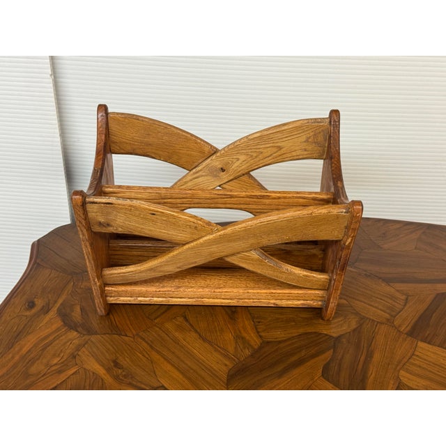 Oak Wood Sculptural Magazine Rack For Sale - Image 11 of 12