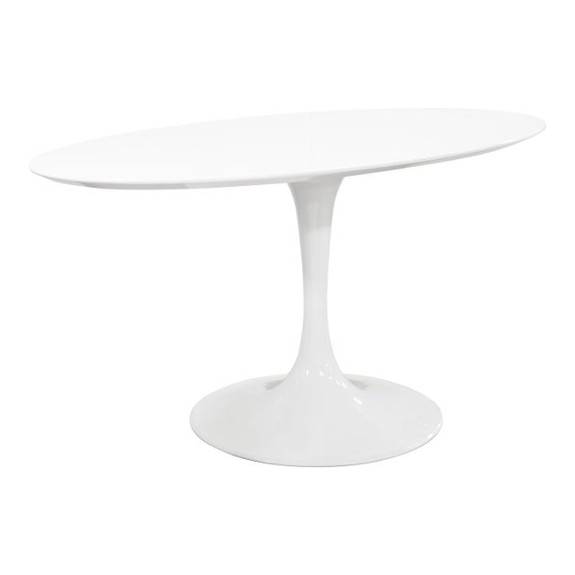 Modway 60' White Saarinen Style High Gloss Tulip Oval Dining Table For Sale