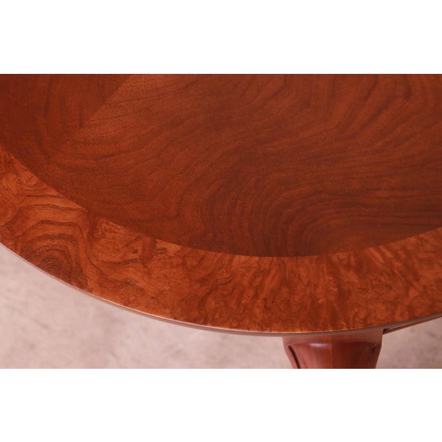 Baker Furniture French Provincial Louis XV Walnut and Burl Wood Tea Table, Newly Refinished For Sale - Image 10 of 13