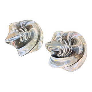 1970s Saint-Louis France "Veronique" Crystal Twist Candlesticks - Pair For Sale