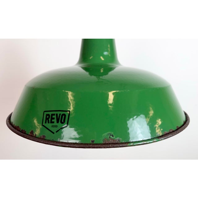 Industrial Green Enamel Factory Pendant Lamp from Revo, 1950s For Sale - Image 4 of 18