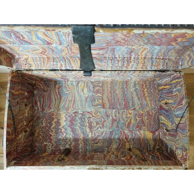 Brown 17th Century William and Mary Brass Studded Leather Chest For Sale - Image 8 of 11