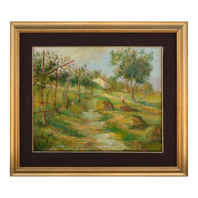 Making Hay - Russian School Mid Century Russian Figurative Landscape by Volodymyr Erlich For Sale