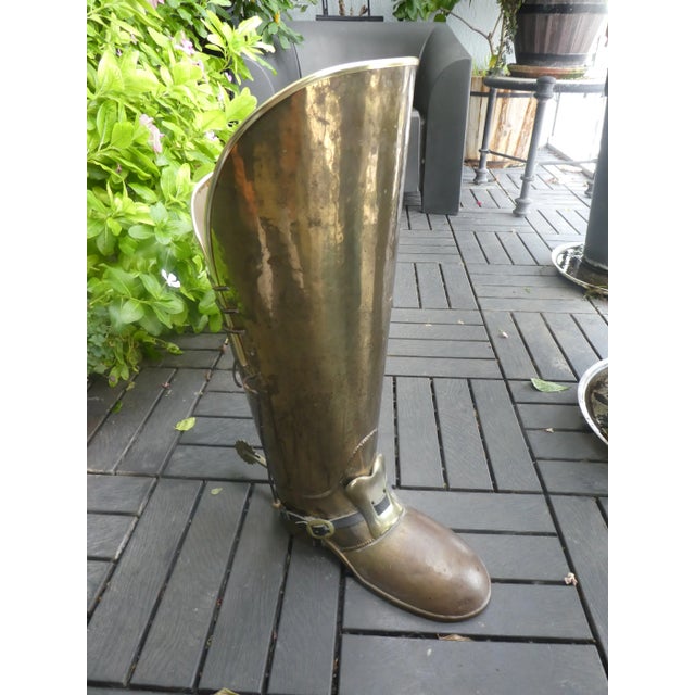 Vintage English Brass Boot Umbrella Stand For Sale - Image 10 of 10