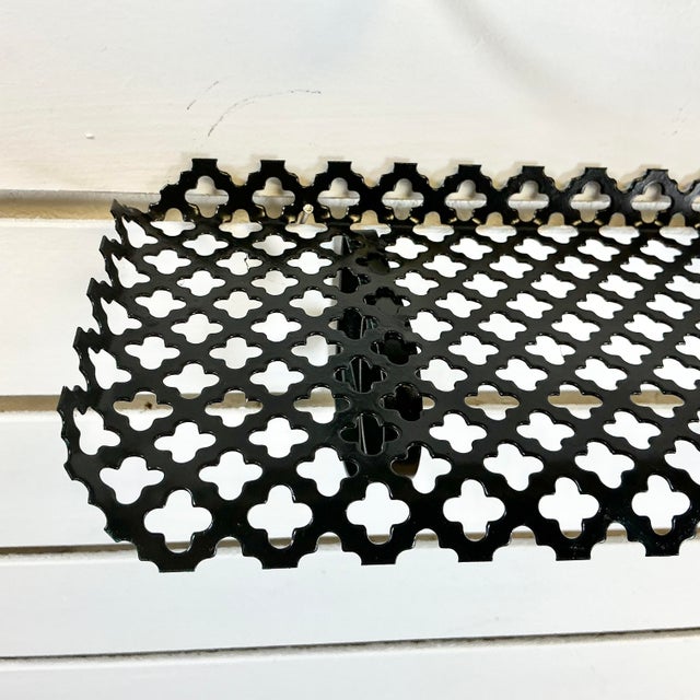 1960s Mid-Century Modern Boho Chic Pierced Metal Wall Mounted Shelves - A Pair For Sale - Image 15 of 16