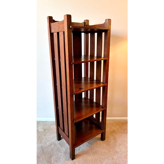 Antique Stickley Brothers "Quaint" Mission Oak Magazine Stand / Bookcase, Circa 1910 With Labels For Sale - Image 12 of 12