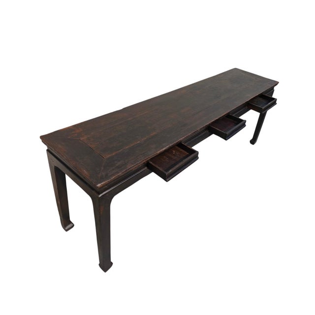 Black Mid-18th Century 91" Long 3 Drawer Console Table For Sale - Image 8 of 10