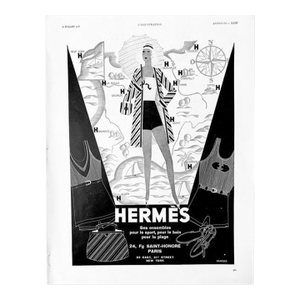 Original 1930 French Vintage Art Deco Hermès Beach-Sport Fashion Advertisement Print, Not Framed, Not Matted