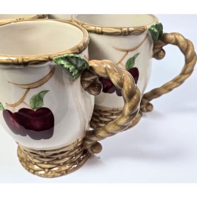 Rustic Apple Basket Mugs- Set of Four For Sale - Image 3 of 12