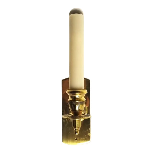 1980s Brass Wall Sconce With Faux Candle For Sale