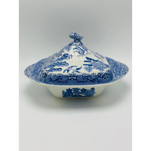 English Antique Transferware Covered Serving Dish For Sale - Image 3 of 8