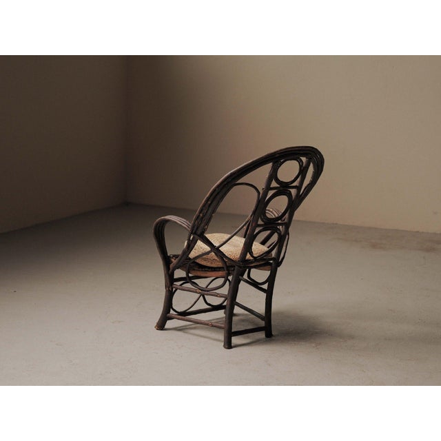 Antique French Folk-Art Hazel Branch Armchair, 1890s For Sale - Image 12 of 18