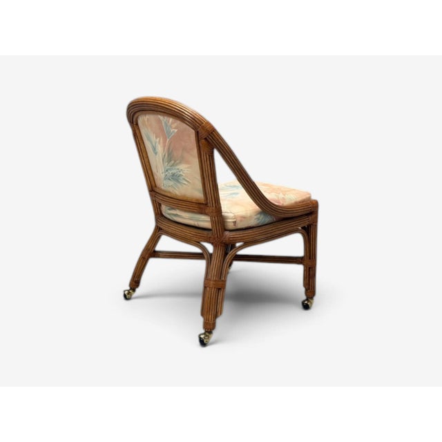 Brown Henry Link, Dining Table and Four Chairs, Bamboo, Fabric, Philippines, 1980s For Sale - Image 8 of 13