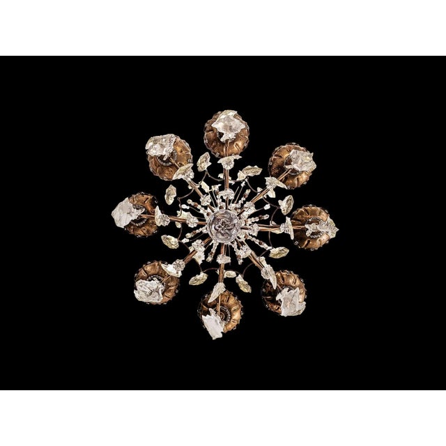 Maison Jansen Maison Jansen Eight-Light Crystal and Gilded Bronze Chandelier, French Ca. 1950 For Sale - Image 4 of 8