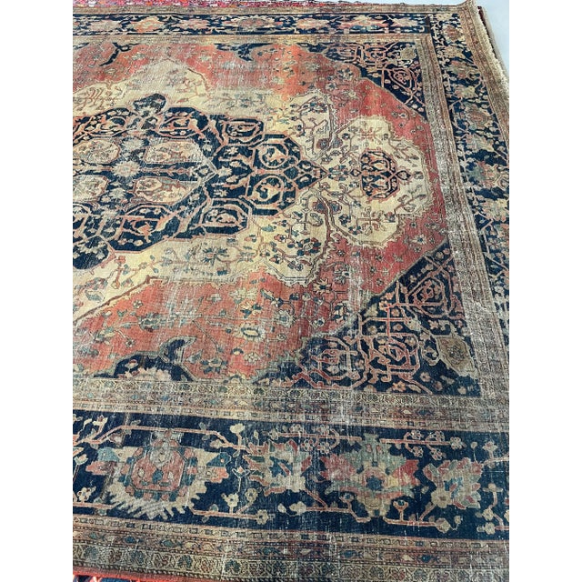 Antique Ferahan Sarouk Rug 10.6 X 13.9 For Sale - Image 4 of 10