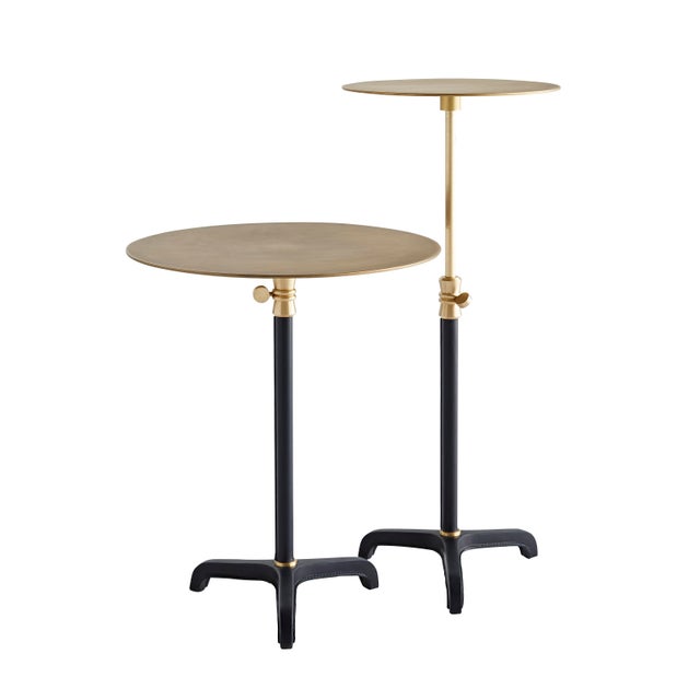 2020s Celerie Kemble for Arteriors Addison Short Accent Table in Black Leather For Sale - Image 5 of 7