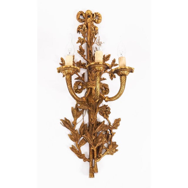 Antique 20th Century French Louis Revival Ormolu 3 Branch Wall Lights, 1920s For Sale - Image 3 of 12