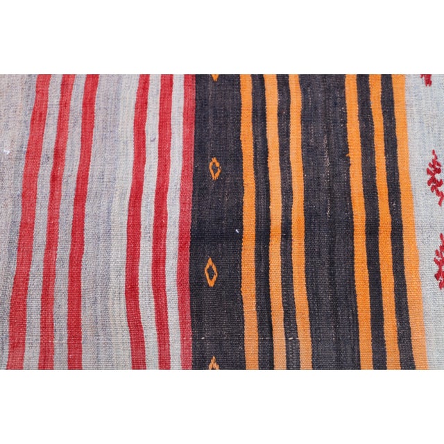 Red 1960s Turkish Traditional Hand-Knotted Striped Design Runner For Sale - Image 8 of 11