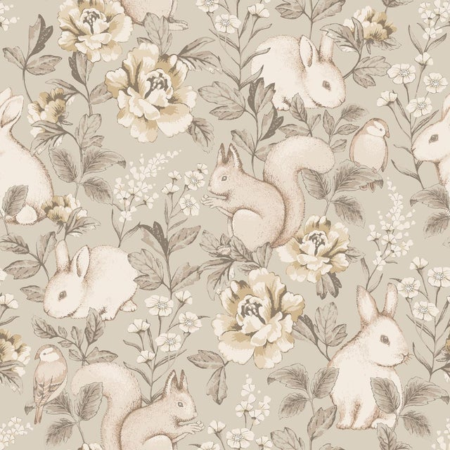 SAMPLE - Boråstapeter Magic Forest Wallpaper In Taupe For Sale