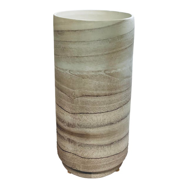 Mid-Century Modern Style Bleached Wood Ceramic Vase For Sale