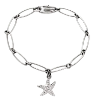 Tiffany & Co. Peretti Diamond Starfish Charm Platinum Oval Link Bracelet