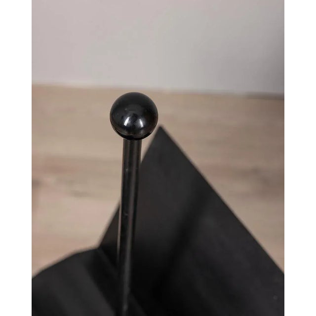Vintage Magazine Rack in Black Metal from Porada, 1980s For Sale - Image 6 of 8