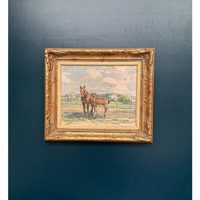 Einar Söderlund, Horses in a Pasture, 1960s, Oil Painting on Panel, Framed For Sale - Image 11 of 13