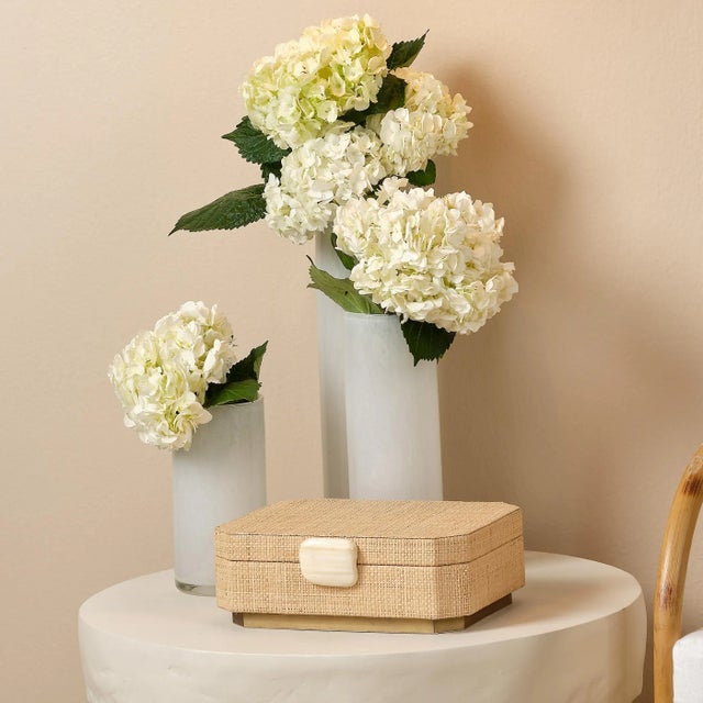 Beautiful bone is paired with woven raffia to create a decorative box of unusual beauty. Lined with Chambery fabric, it...