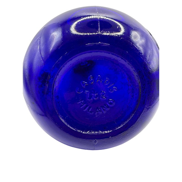 Vintage Italian Casadis Milano Cobalt Blue "Jus De Fruits" Glass Jug For Sale - Image 9 of 12