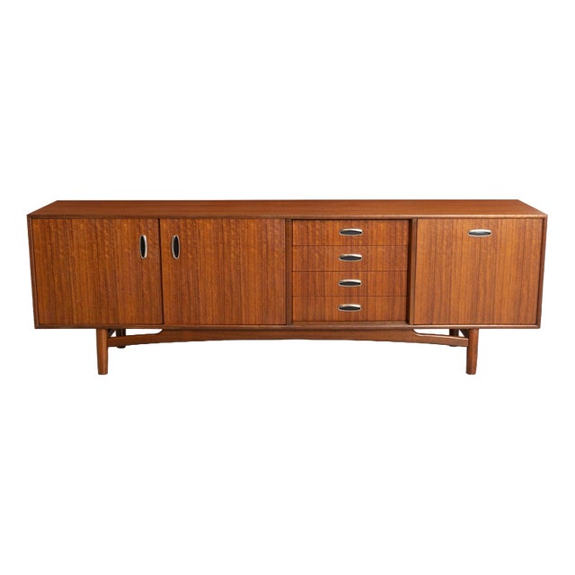 Mid-Century Modern Sideboard in Tola with Metal Handles by Victor Wilkins for G-Plan, 1960s For Sale