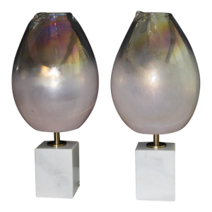 Mid 20th Century Pair of Barovier -Toso Influence Lamps