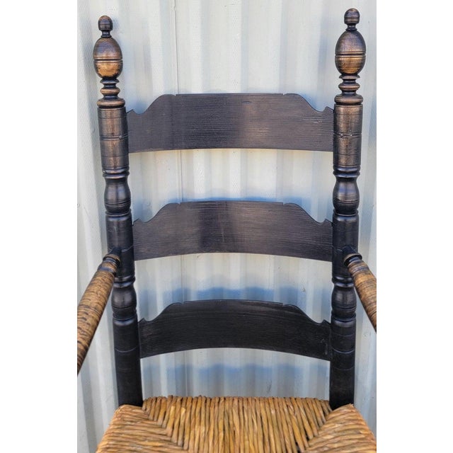 1960s Ladder Back Arm Chair & Foot Stool Set For Sale In Los Angeles - Image 6 of 12