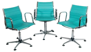 Chrome-Plated Steel and Leatherette Adjustable Desk Chairs, 1960s, Set of 3