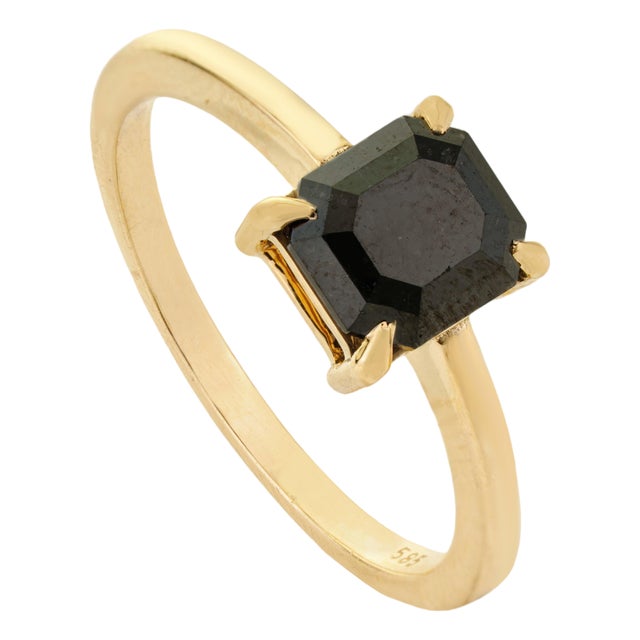 Modern 14k Gold Solitaire Diamond Prong Set Ring Size 9 For Sale